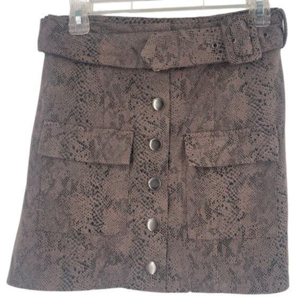 Olivaceous Snake Print Button Down Skirt medium